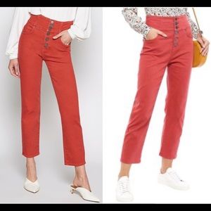 JOIE Laurelle High Rise Button fly Crop Jeans Women’s 26 Coral Boho Chic